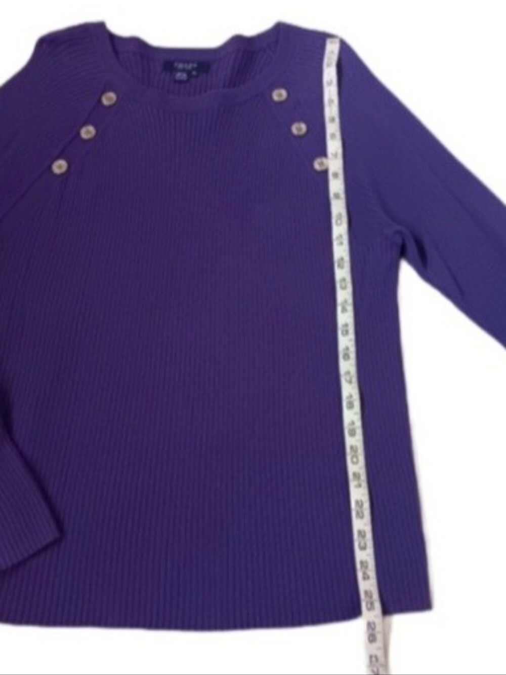 CHAPS Purple Ribbed Sweater with Buttons | EUC - Picture 7 of 9